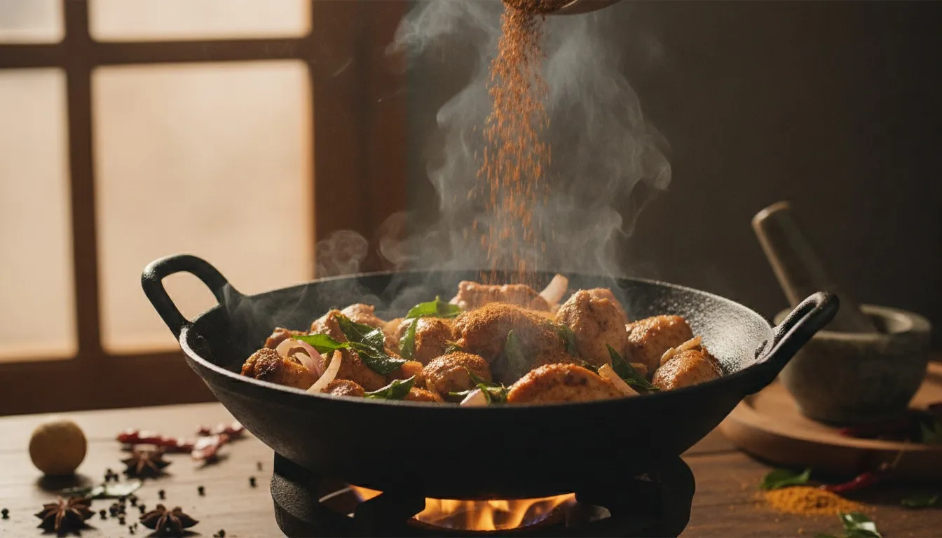 Chettinad Chicken Chukka cooking step