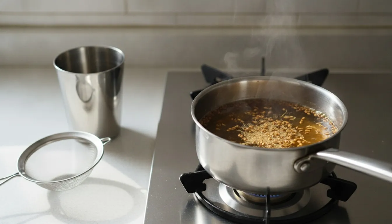Dry Ginger and Coriander Headache Tea preparation