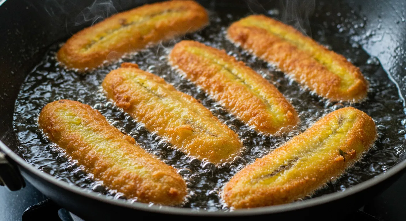 Kerala Pazham Pori (Banana Fritters) cooking step