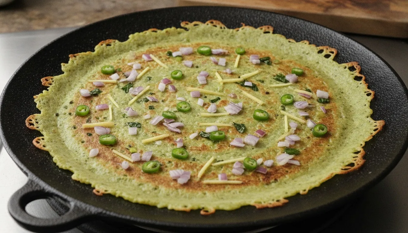 Andhra Pesarattu (Green Moong Dal Dosa) cooking step