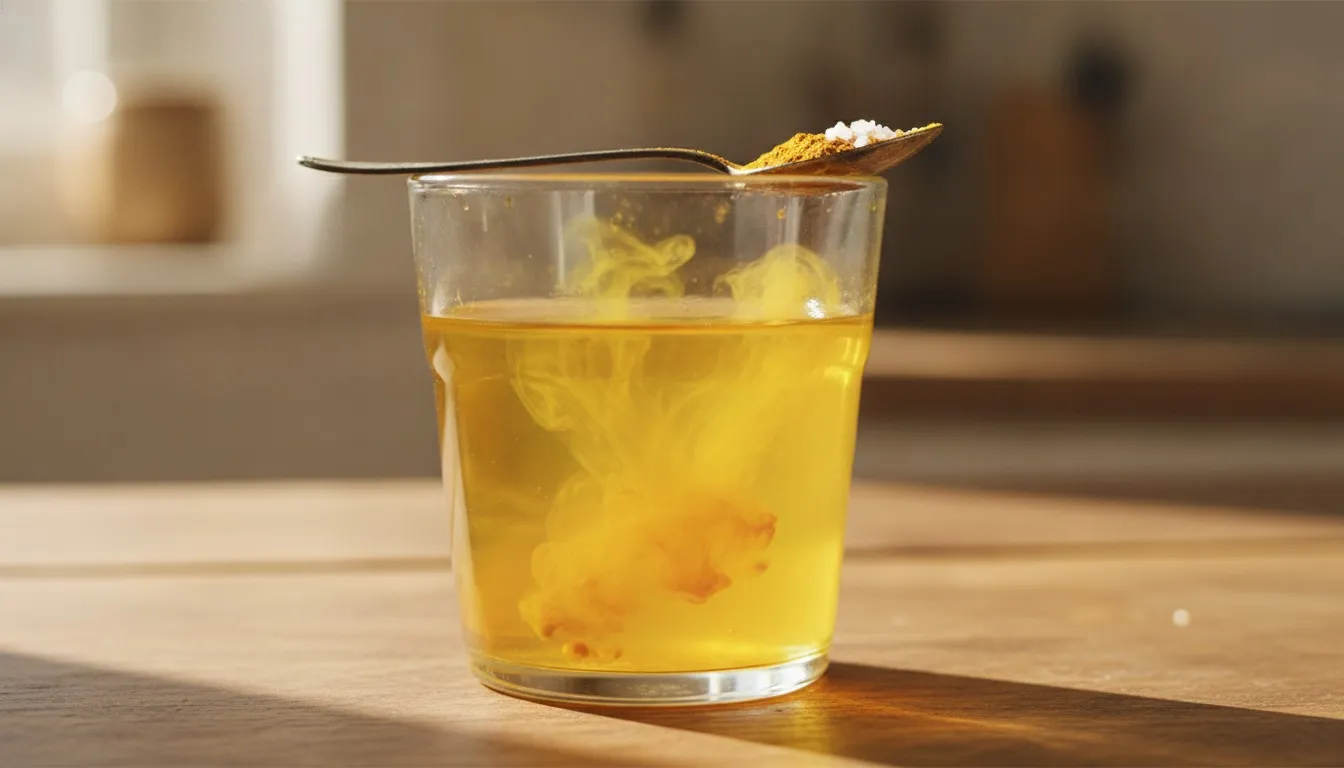 Warm Salt and Turmeric Throat Gargle preparation